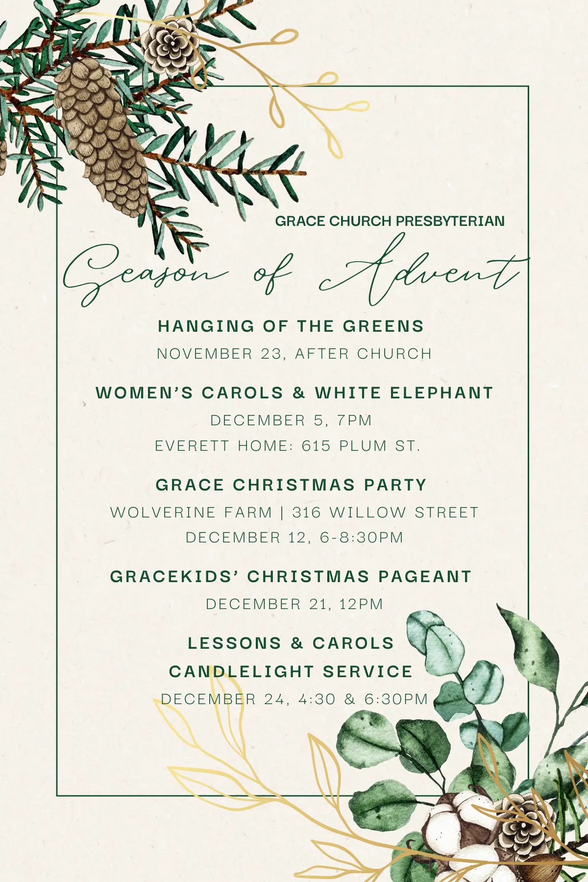 Grace Fort Collins Advent Events Flyer